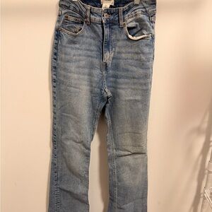 high waisted straight leg denim jeans
